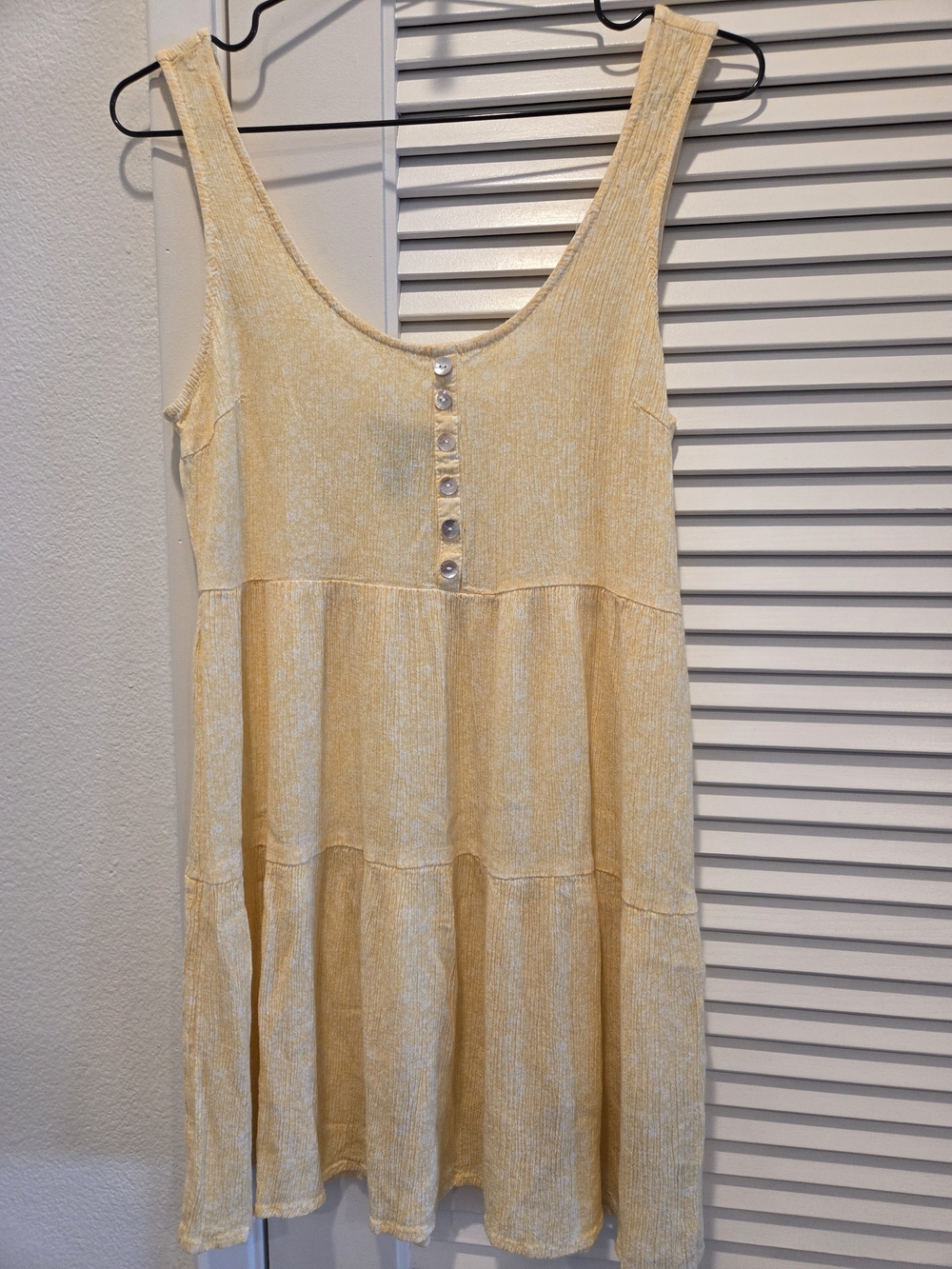 Women's Forever 21 Light Yellow Button-Front Textured Tank Dress Size S
